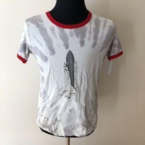 Mighty Fine white, gray, red T - mens M - NWT